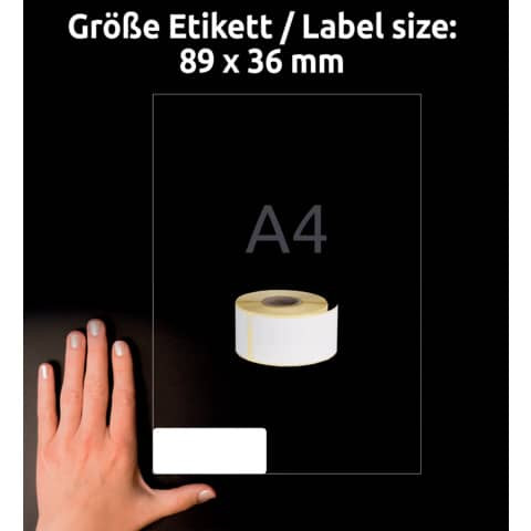 Rollenetiketten 36x89mm weiß AVERY ZWECKFROM AS0722390