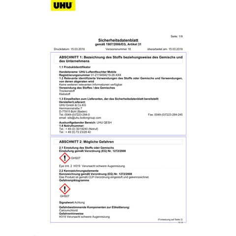 Luftentfeuchter 100g UHU 47140 mobile