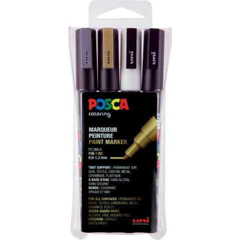 Pigmentmarker 4ST sortiert UNI-POSCA 186504 PC-3M
