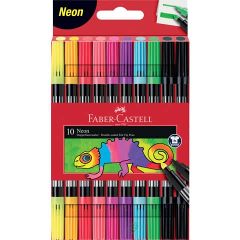 Faserschreiber Duo Zweispitz 10ST Neon FABER CASTELL 151109 sortiert