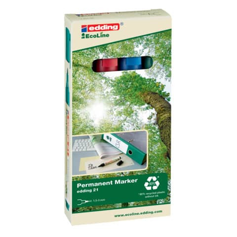 Permanentmarker 21 ExoLine 1,5-3m 4 St. EDDING 21-4S sort. Rundsp. nachfüllbar