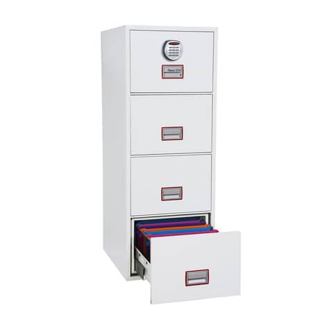 Hängeregistraturenschrank 4 Laden weiß PHOENIX FS2254E Stahl, Feuerschutz