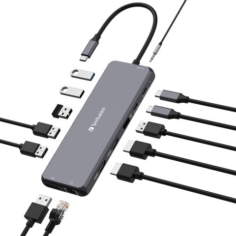 USB-Hub USB-C 13 Ports grau/schwarz VERBATIM 32153 CMH-13