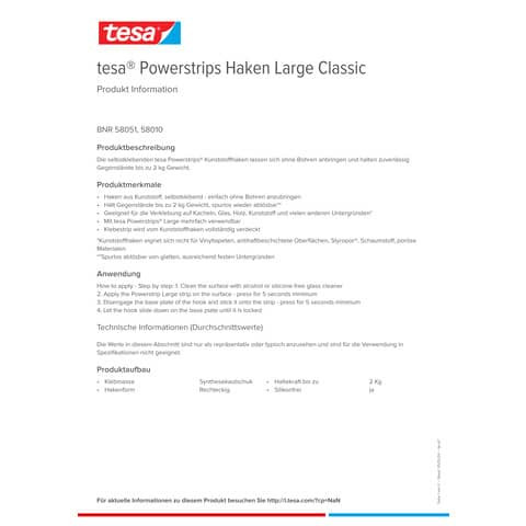 Klebehaken Power Strips chrom TESA 58051-00010-01 Large Classic