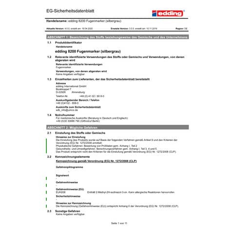 Fugenmarker DIY silbergrau EDDING 8200-1-4026