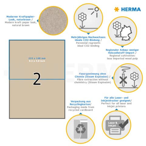 Universaletiketten 210x148mm n.braun HERMA 10757 permanent Silphie-Papier