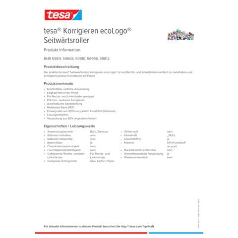 Korrekturroller Einweg 4.2mm TESA 59812-00000-00 Sideway 10 m