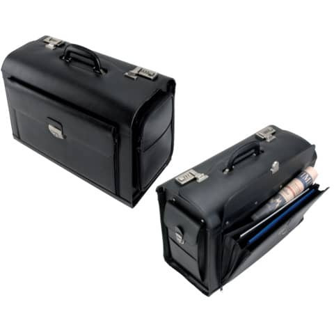 Pilotenkoffer Leder schwarz Alassio 45057