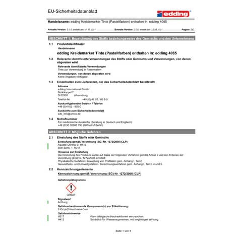 Kreidemarker 1-2mm pastellblau EDDING 4085-139