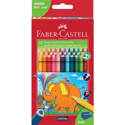 Farbstifte 24ST Jumbo sortiert FABER CASTELL 116524 dreikant