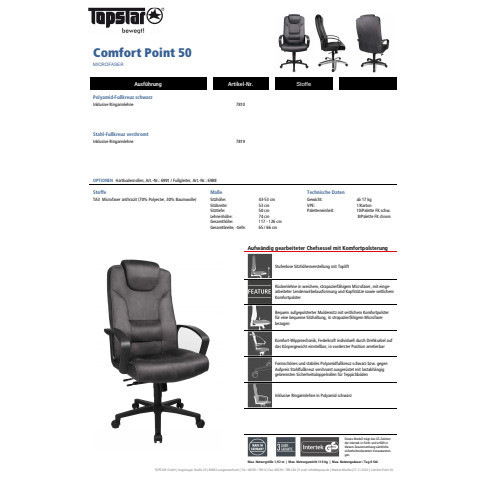 Drehstuhl Comfort grau TOPSTAR 7810 TA3