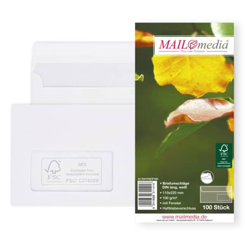 Briefhülle DL m.Fe HK 100g weiß MAILMEDIA 30001836 100ST