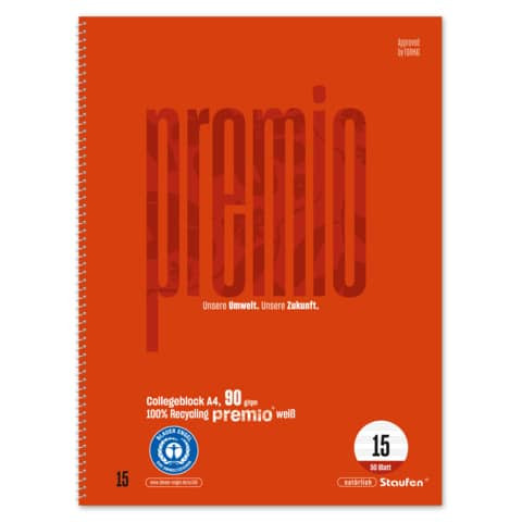 Collegeblock A4 50BL Notenlineatur rot STAUFEN PREMIO 040837015 LIN15