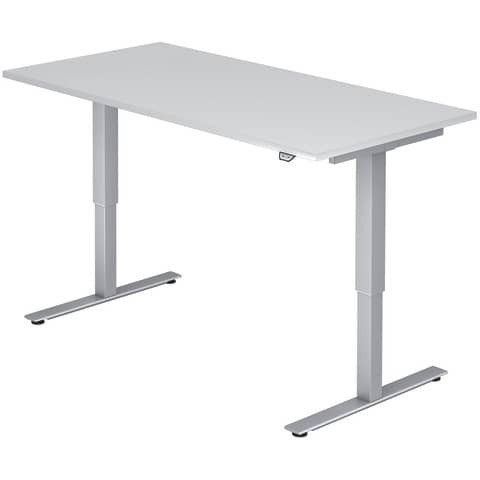 Sitz-Steh-Schreibtisch mit T-Fuß - 160 x 72-119 x 80 cm, elektr. höhenverstellbar, Weiß
