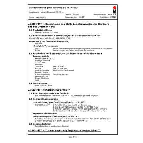 Decormatt Acryl mittelblau MARABU 1401 05 052 50ml