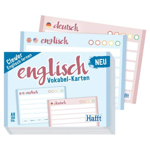 Vokabel-Karten A8 100ST Englisch HÄFFT 3822-5