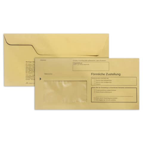 Zustellungsumschlag 11x22cm DL gelb RNK 2044 500ST innen m.Fester
