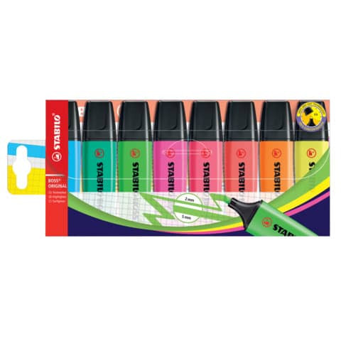 Textmarker - BOSS ORIGINAL - 8er Pack - mit 8 verschiedenen Farben
