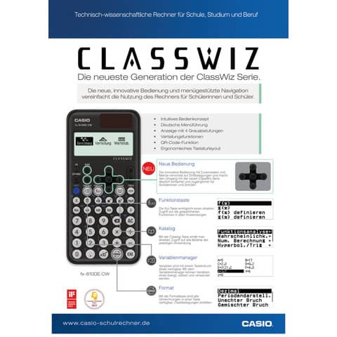 Schulrechner wissenschaftlich schwarz CASIO FX-810DECW-W-ET