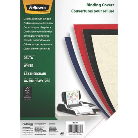 Einbanddeckel Leder A4 weiß FELLOWES FW5370104 100ST 250g