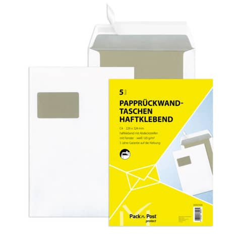 Versandtasche C4 m.Fe HK 120g weiß 30002506 5 ST Papprückwand