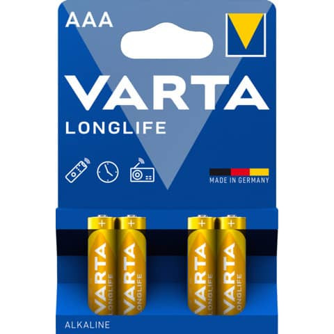 Batterie AAA/LR03 4 ST Longlife gelb VARTA 4103 101 414 Micro