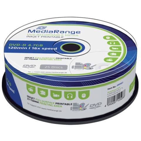 DVD-R 25er Spindel print. MEDIARANGE MR407 4,7Gb120mi