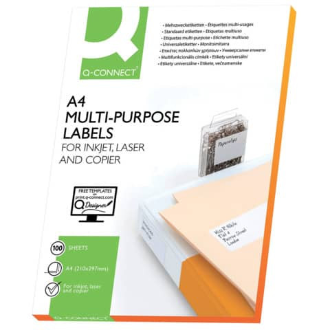 Universaletikett 297x210mm ws Q-CONNECT KF10664A A4 100BL
