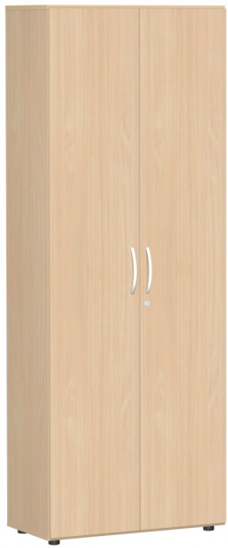 Garderobenschrank mit ausziehbarem Garderobenhalter, mit Standfüßen, inkl. Türdämpfer, abschließbar, 800x420x2160, Buche/Buche
