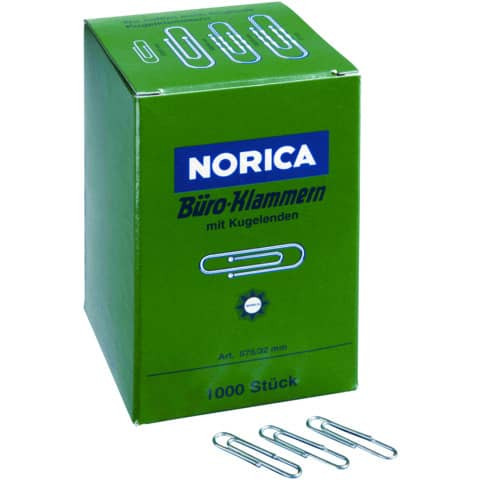 Büroklammern 32mm verz rund NORICA 2220 Kugelende 1000ST