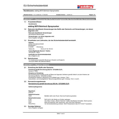 Bohrlochspraymarker neongrün EDDING 8870-064 / 11ml