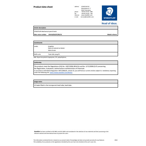 Feinmine Mars micro 0.7mm 2B STAEDTLER 250 07-2B 12St
