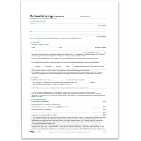 Untermietvertrag SD RNK 521 A4 2x2Seiten