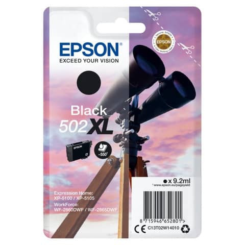 Original Epson Tintenpatrone schwarz High-Capacity (C13T02W14010,T02W140,502XL,T02W1,T02W14010)