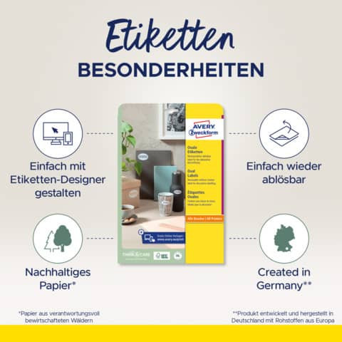 Etiketten 63,5x42,3mm oval ZWECKFORM L6024REV-25 450ST