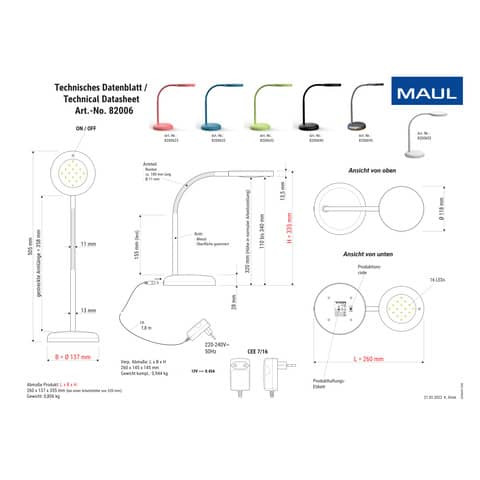 Tischleuchte LED joy atlantic blue MAUL 82006 32