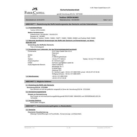 Nachfüllflasche grün FABER CASTELL 154963