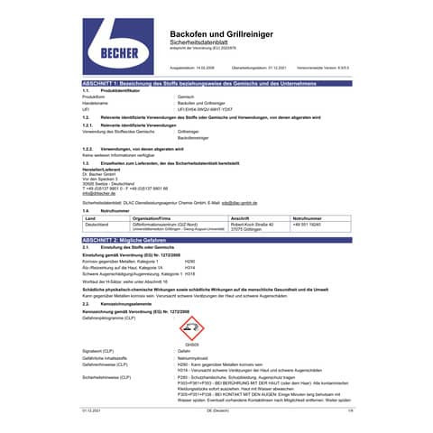 Backofen und Grillreiniger 1l DR.BECHER 1752000