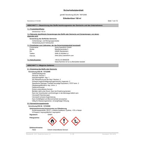 Etikettenlöser 150ml ZWECKFORM 3590