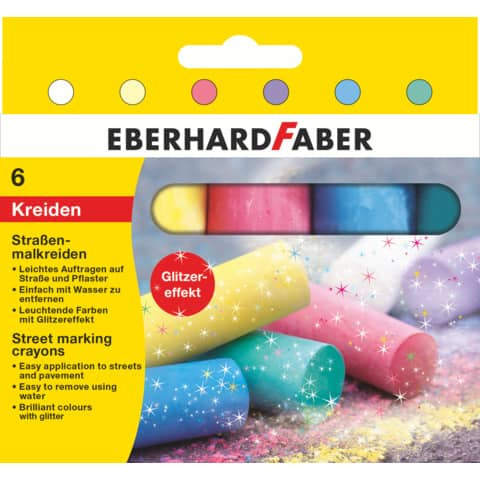 Straßenmalkreide Glitzer 6ST sort EBERHARD FABER 526504