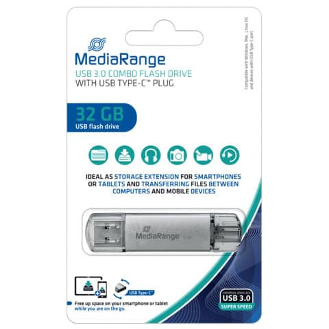 USB Stick 3.1 + TypeC 2in1 MEDIARANGE MR936