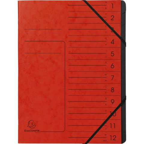 Ordnungsmappe 12 teilig rot EXACOMPTA 541205E Colorspan