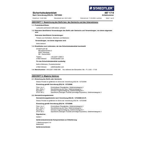 Tankstelle schwarz STAEDTLER 48717-9 wasserf.