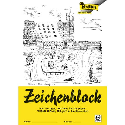 Zeichenblock A3 10BL 120g FOLIA 8103 m.Ecken