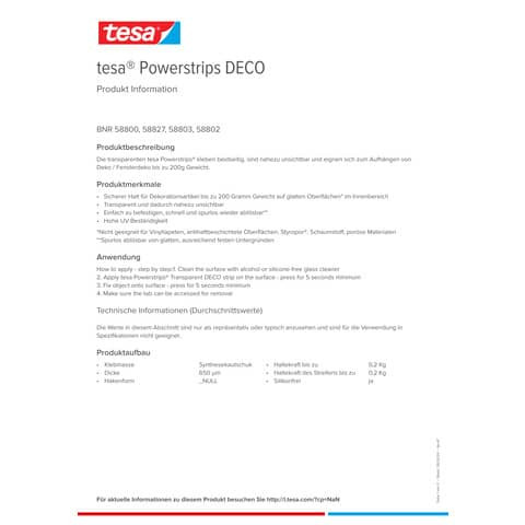 Powerstrips Deco transparent TESA 58800-00012-03 16ST