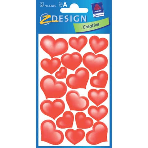 Z-Design 53205, Deko Sticker, Herzen, 2 Bogen/38 Sticker