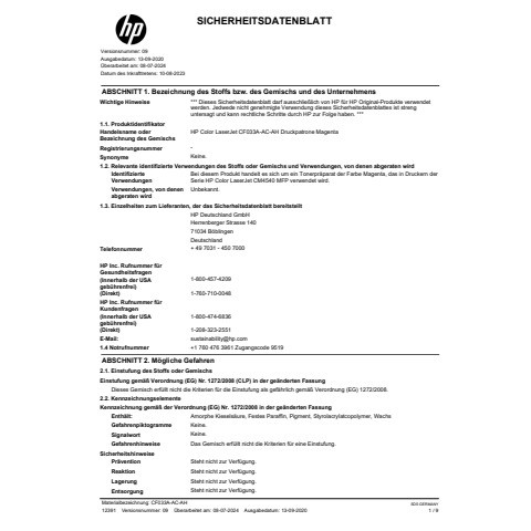 Lasertoner magenta HP CF033A