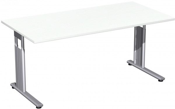 Schreibtisch höhenverstellbar, 1600x800x680-820, Weiß/Silber