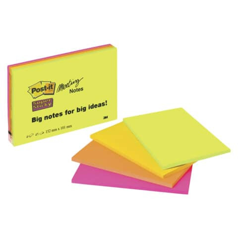 Haftnotizblock 149x98,4mm Neon POST IT 6445-SSP 45Bl 4St
