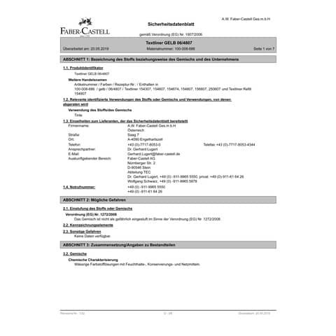 Nachfüllflasche gelb FABER CASTELL 154907